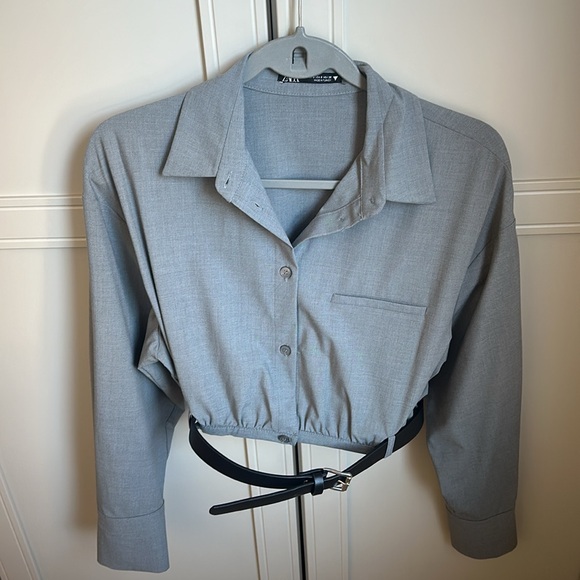 Zara grey button down top - Picture 2 of 3